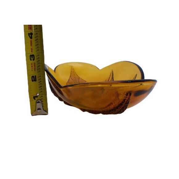 Vintage Anchor Hocking Renaissance Amber Leaf Glass Oval Relish Dish Candy  10" - Picture 7 of 8